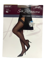 Hanes Silk Reflections Silky Sheer Thigh Highs Sheer Toe Stockings Style 720 EF - £11.81 GBP