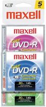 Maxell 5-Pack Mini Color DVD-R Video Disc Camcorder Media 1.4 GB-30 Minu... - $15.95