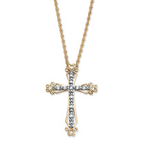 PalmBeach Jewelry Genuine Diamond 18k Gold-plated Silver Cross Necklace 18&quot; - £77.89 GBP