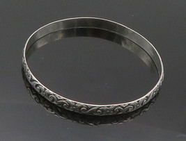 DANECRAFT 925 Sterling Silver - Vintage Floral Swirl Bangle Bracelet - BT7811 - £63.08 GBP