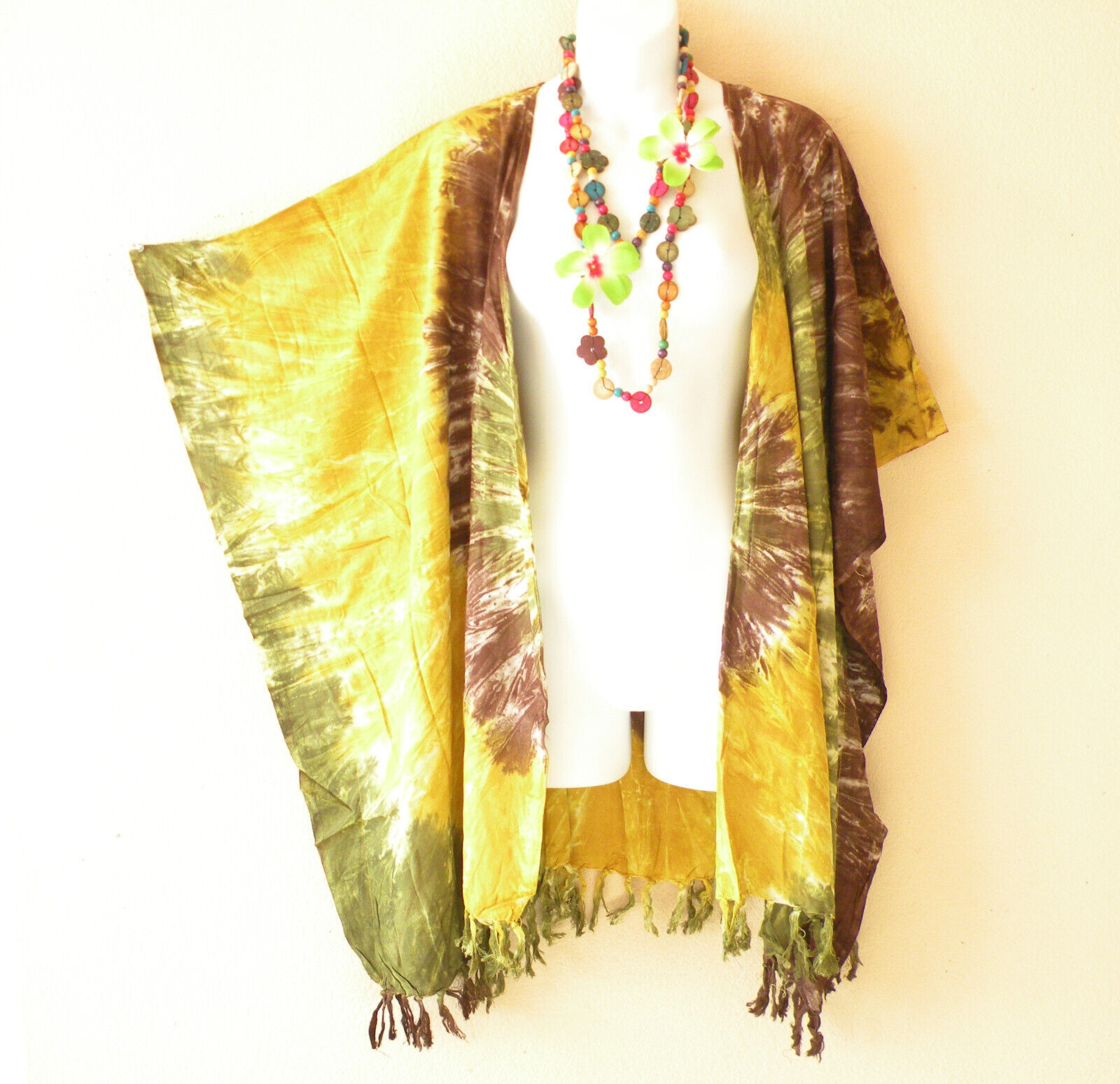 CB341 Brown Teal Women Rayon Batik Plus Cover Up Open Duster Cardigan - ... - $24.90