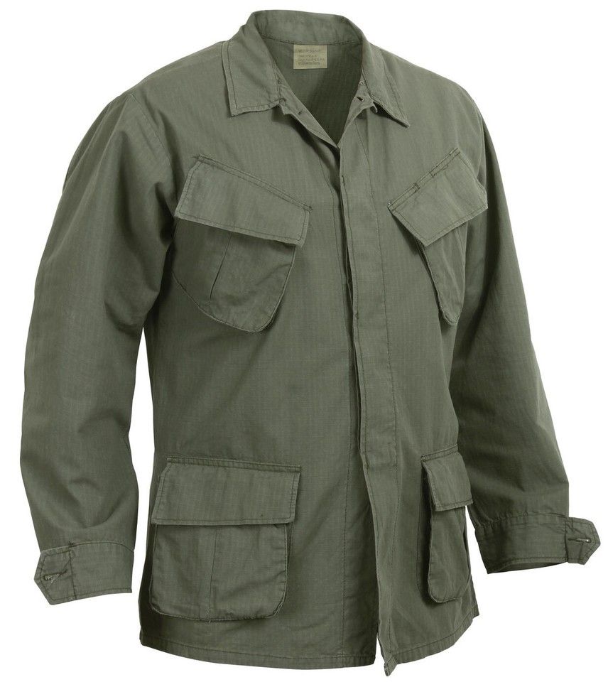 OD Green Vintage Military Rip-Stop Vietnam Era BDU Fatigue Shirt Fast Shipping Item image 6