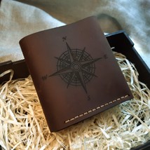 Personalized Engraved Custom Bifold Mens Full Grain Leather Front Pocket... - $45.00