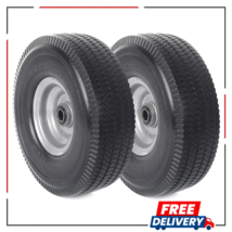 (2-Pack) 10-Inch Solid Wheel Replacement - 4.10/3.50-4 Flat Free Tire And Wheel - £38.35 GBP