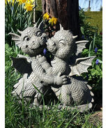 Fiery Romance Hatchling Dragon Lovers Garden Statue Faux Stone Resin Fin... - €38,63 EUR