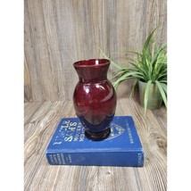 Vintage Ruby Red Glass Flower Vase Anchor Hocking - £10.74 GBP