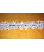Double Edge Ruffle White Lace with Teal Ribbon Trim on the Bolt Approx 2... - $14.99