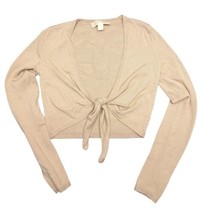 Michael Kors Tan Long Sleeve Tie Front Sweater Top Women&#39;s Shirt XS - $9.58