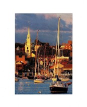 Dual Image 5X7 POSTCARD- Greetings From Rhode ISLAND- Newport Harbor At Dusk 3BK - £2.76 GBP