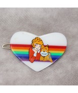 Annie Hair Barrette White Heart w/Rainbow Annie and Her Dog 1.4&quot; x 1&quot; LG... - $16.65