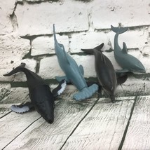 Marine Animals Sea Life Figures Lot-4 Dolphins Hammer Head Shark Humpbac... - $11.88