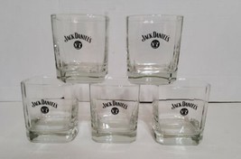 Jack Daniels Old No 7 Brand Whiskey 8oz Rocks Glasses Square Bottom 5Pc Barware - £20.80 GBP