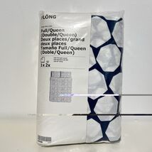 Ikea FLONG Full Queen Duvet Cover &amp; 2 Pillowcases White Navy Blue Geomet... - $75.00