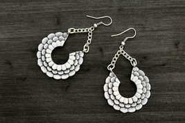 Tribal Loop Earrings, Silver Boho Hoops for Woman - £12.51 GBP