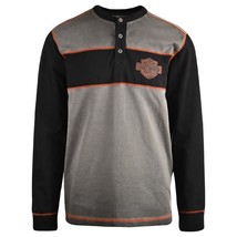 Harley-Davidson Men&#39;s T-Shirt 2-Toned Copperblock 3 Button Long Sleeve (S64) - £26.43 GBP