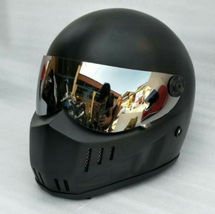 Retro Motorcycle Black Helmet With Visor Retro Vintage Custom M L XL - £142.90 GBP