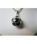 SOCCER BALL Pendant in Sterling  and Black Enamel with Sterling Bead Nec... - £35.35 GBP