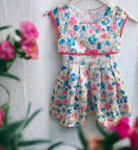 Jona Michelle 3T White Floral Girls Dress Blue pink Bow Spring Easter church - £7.93 GBP