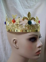 Fancy Gold Crown Maltese Cross Fleur De Lis Renaissance Medieval King Qu... - $27.08 CAD