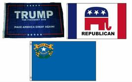 3x5 Trump #1 &amp; Republican &amp; State of Nevada Wholesale Set Flag 3&#39;x5&#39; - £11.70 GBP