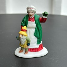 Dept 56 Mrs Claus and Elf Waving - Loose Figurine - North Pole Village From 1990 - £8.88 GBP