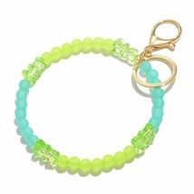 Candy Bear Beaded Bangle Key Ring Keychain Bag Charm Green - £9.34 GBP