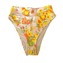 NEW Aerie High Cut Cheeky Bikini Bottom Swim Suit NWT Size Medium Floral Yellow - £14.22 GBP