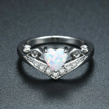 1.25CT Heart Cut Simulated Fire Opal Ring 925 Silver Gold Plated Women Band - $113.84