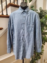 W.H. Belk Men&#39;s Blue 100% Linen Collared Long Sleeve Button Down Shirt S... - £18.08 GBP