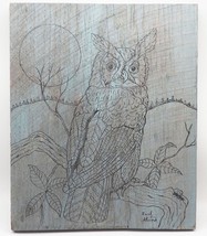 Earl Akins Ink on Barnwood Owl Folk Art - £237.52 GBP