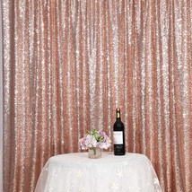 6Ft X 8Ft Sequin Photography Backdrop Curtain For Party Decoration, Rose Gold - £40.89 GBP
