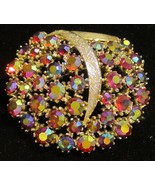 Vintage AB Rhinestone Brooch Signed Art - £32.20 GBP