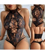 New Sexy Lingerie Sexy Lace Hollow Straps See-Through Cat Girl Jumpsuit - $18.64 CAD