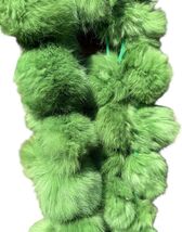 Rabbit Fur Pom Pom Garland Costume Boa Bright Green 70” Double Strand - $22.76