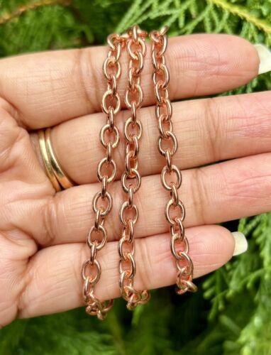 Collier chaîne à maillons de câble en cuivre pur 32 pouces, bijoux en cuivre ...
