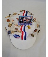 VINTAGE USA Olympics / Politics Hat with Pin Collection of 45 Clinton Mo... - £190.88 GBP