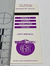 Vintage Matchbook Cover Southern Nights  Orlando,FL 7 Southern Nights A Week gmg - £9.74 GBP