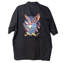 Dragonfly Mens Lg Black Eagle Flag Engine Freedom to Ride Embroidered Sh... - $32.40