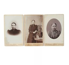 3 1880&#39;s Valdemar Myhre Svaneke Denmark CDV Card Fotograf Photos Bornholm Women - £29.36 GBP