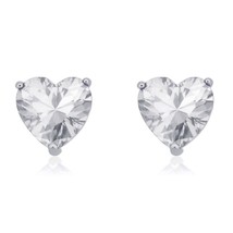 1 CT Heart Cut Simulated Diamond Solitaire Stud Earrings 14K White Gold Plated - £22.00 GBP