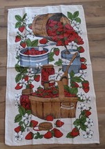 Strawberry Basket Jam Linen Dish Hand Tea Towel 16x27 - $19.65