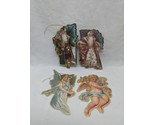 Lot Of (4) Vintage Christmas Foil Diecut Santa Clause And Angel Ornament... - $39.59