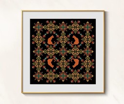 Red Cats cross stitch biscornu pattern pdf - Victorian ornament cross stitch  - £5.38 GBP