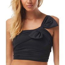 Carmen Marc Valvo Bow One Shoulder Bikini Top Size S Black Ruched New Un... - £37.80 GBP