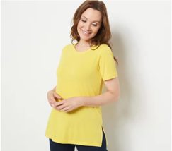 Susan Gracer Modern Essentials Liquid Knit Crew-Neck Tunic (Yellow, XXS) A479162 - £14.28 GBP