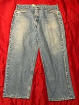 Carhartt B17 DST Blue Jeans Men’s 40x30 Relaxed Fit Denim USA Tag Distre... - $21.95