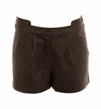 Brown Casual Genuine Cocktail Partywear Lambskin Leather Shorts For Women&#39;s - £68.66 GBP