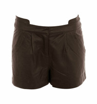 Brown Casual Genuine Cocktail Partywear Lambskin Leather Shorts For Women&#39;s - £69.87 GBP