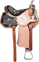Turquois Embellished Western Horse Barrel Racing Cross Saddle With Tack set - $5,936.28 MXN+