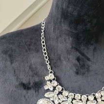 Women&#39;s Clear Rhinestone Choker Collar Silver Tone Statement Necklace - £31.51 GBP
